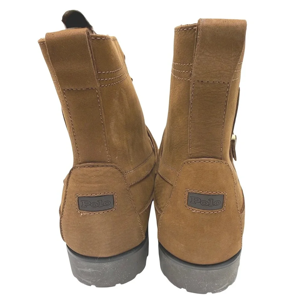 Polo Ralph Lauren Ranger Brown Leather Buckle Moc Toe Boots Mens‎ 9 D 17953
